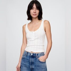 GAP Pointelle Tank Top, New Off-White, sz Large